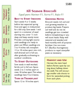 Renee's Garden Broccoli All Season Blend -Organic Plants Sales snv4033 pb