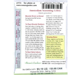 Renee's Garden Celery Amsterdam Seasoning (Heirloom) 5 Renee's Garden Celery Amsterdam Seasoning (Heirloom) -Organic Plants Sales snv4181 back